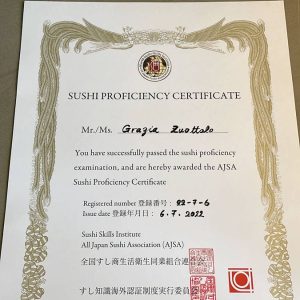 Certificato di conoscenza del sushi